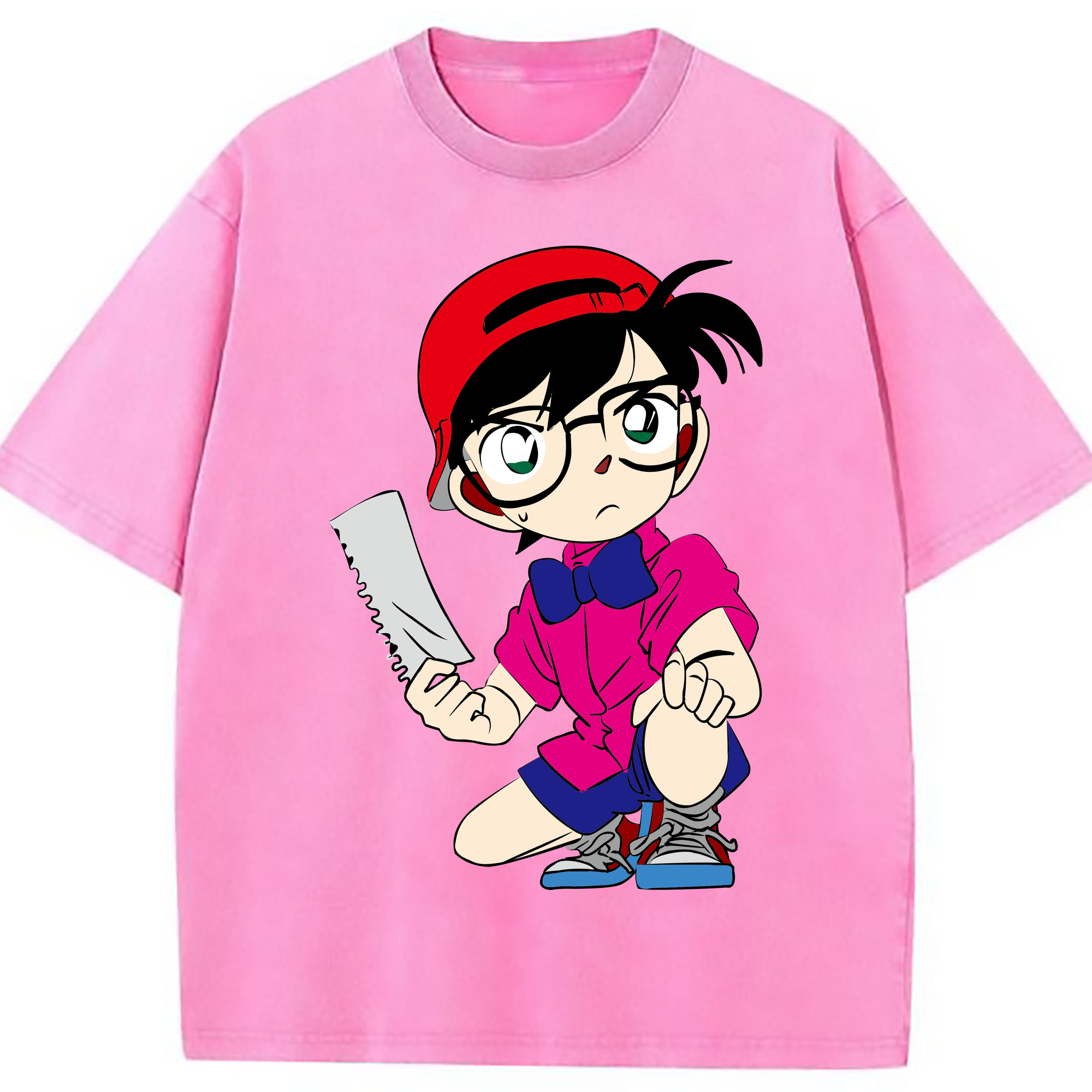 （画像用） 名探偵コナン 江戸川 コナン Detective Conan Conan Edogawa 綿100% ヴィンテージ風 半袖Tシャツ（フロントプリント）